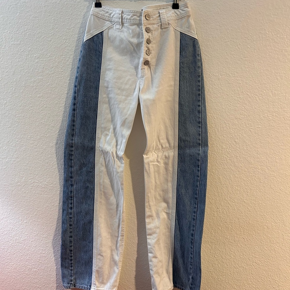 BDG Colorblock White and Blue Skinny Jeans